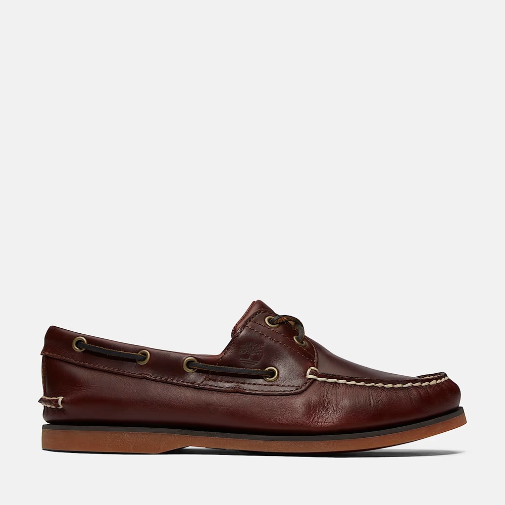 Mens Size 8 Timberland Classic 2-Eye Boat Shoes Brown Leather NEW